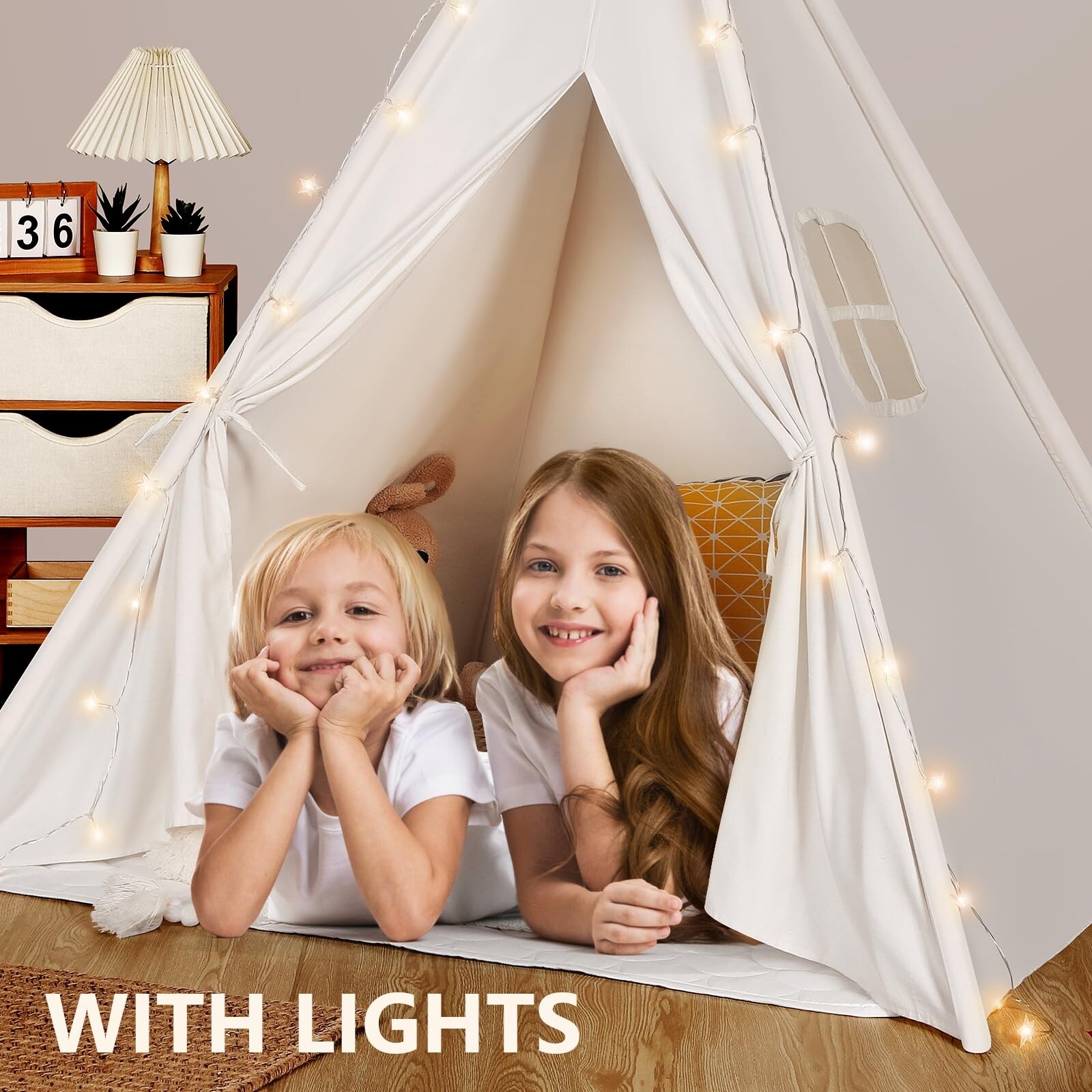 Canvas Teepee Play Tent for Kids In outdoor Playing with Carry Case