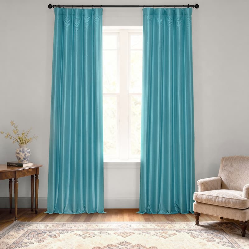 Exclusive Fabrics Textured Faux Dupioni Silk Thermal Blackout Curtains (1 Panel)