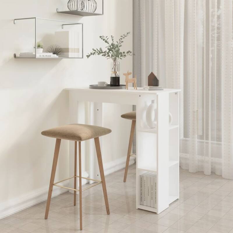 vidaXL Bar Table Kitchen Pub Table Bistro Table with Shelf Engineered Wood - 40.2" x 19.7" x 40.7"