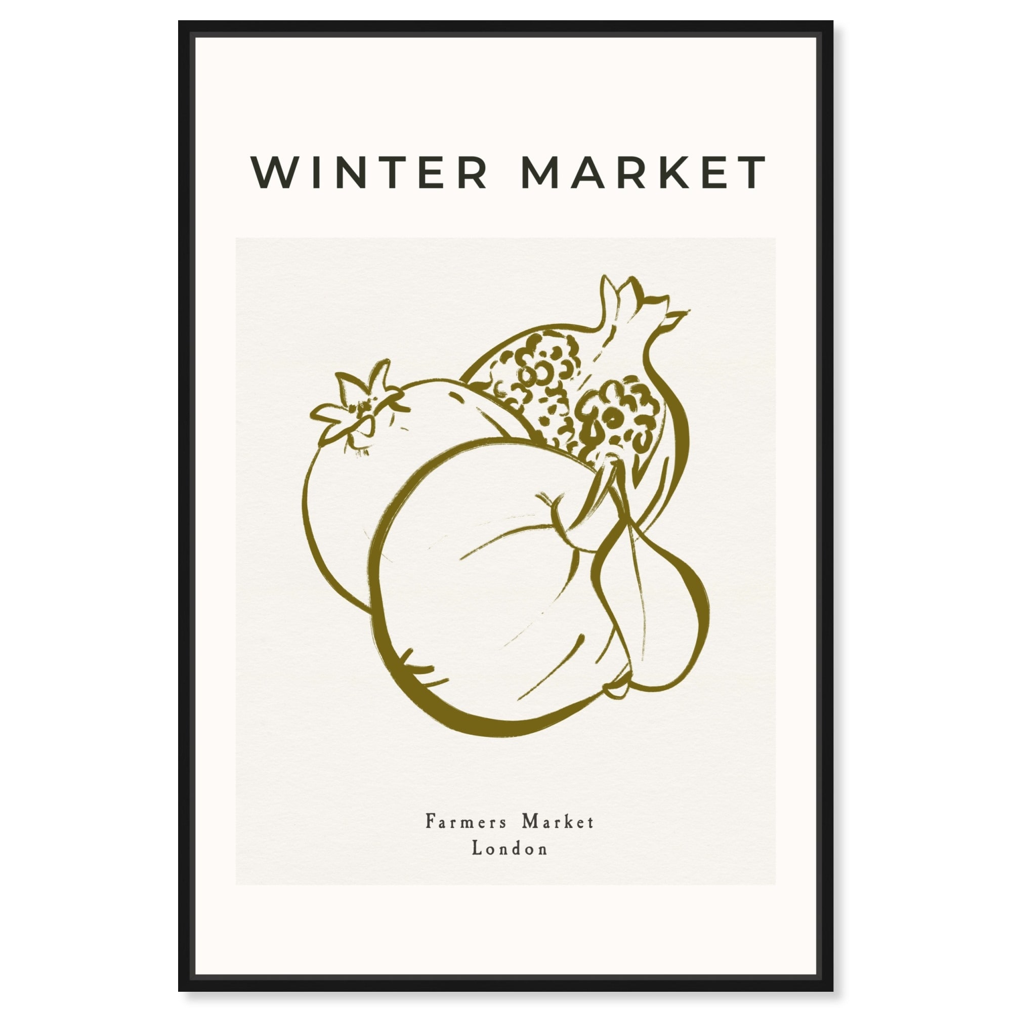 Winter Market Pomegranate White Canvas Modern Kitchen Print by Art Remedy