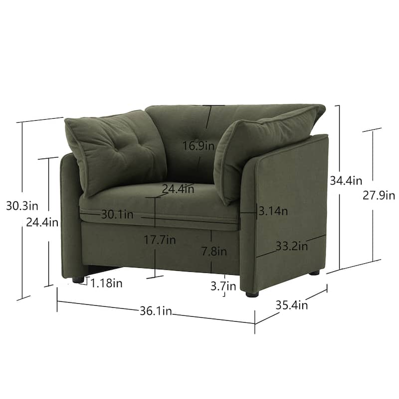 Chenille Lounge Chair with Thick Cushion & Armrests
