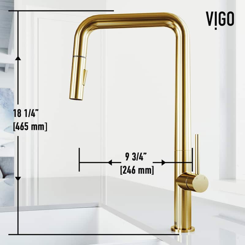 VIGO Parsons 18" H Single Handle Pull-Down Sprayer Kitchen Faucet