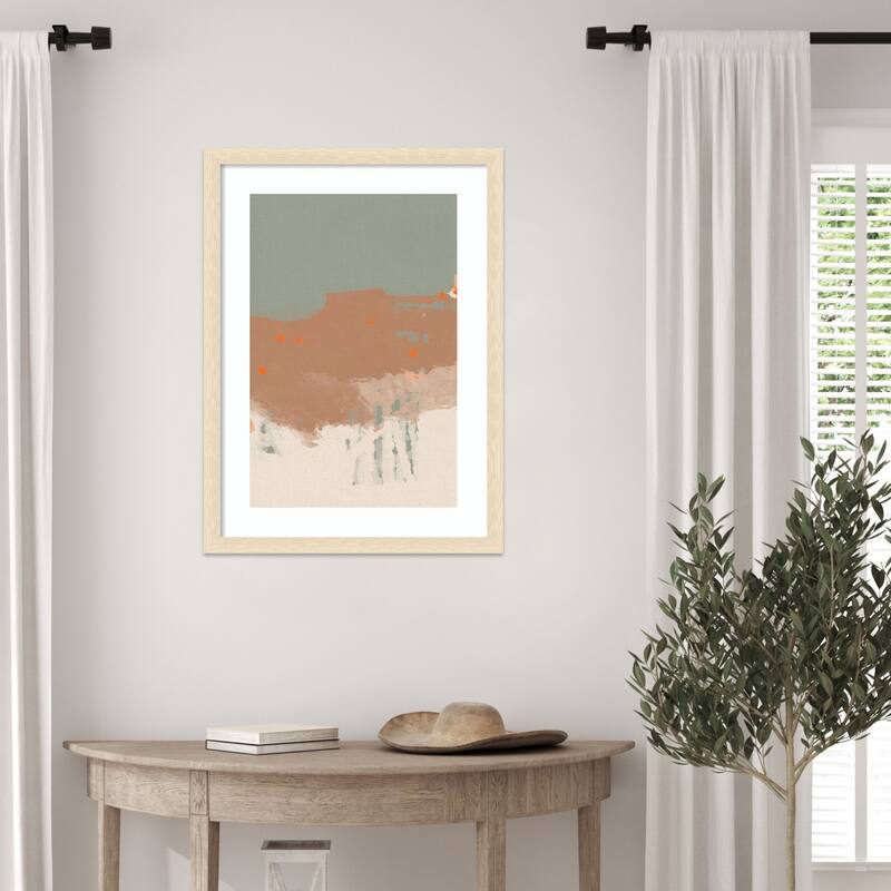 Earthy Tones With Soft Brushstrokes by Simona Gocan Wood Framed Wall Art Print