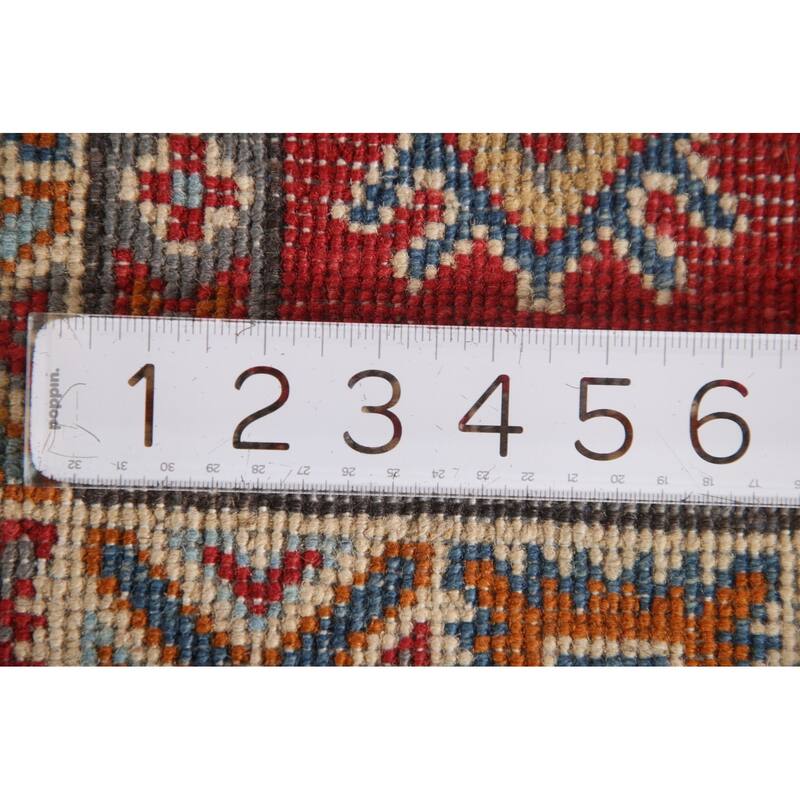 Kazak Oriental Accent Rug Hand-Knotted Geometric Red Wool Carpet - 2'9"x 4'1"