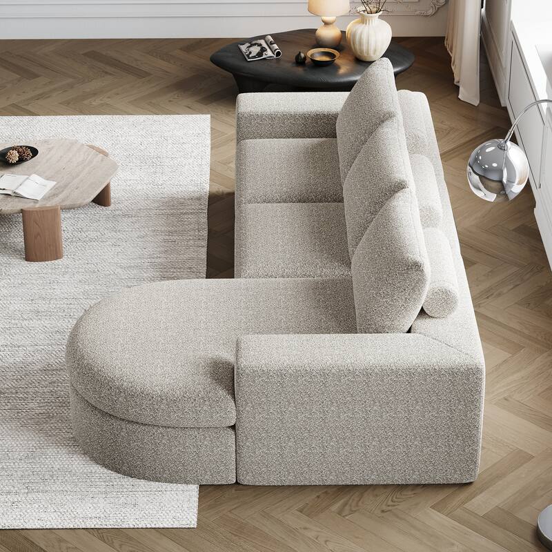 99-Inch Chenille Cloud Curved Sectional Sofa with Chaise, L-Shaped Modern Boneless Couch with Deep Seats,Sectional Sofa