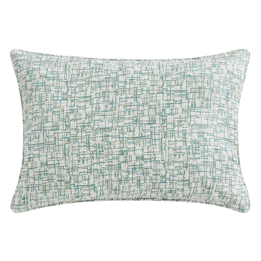 HiEnd Accents Keziah Green Textured Pattern Chenille Jacquard Modern Contemporary Style Dutch Euro Pillow, 27 x 39 inch