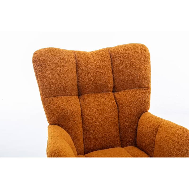 Teddy Fabric Rocking Chair With Adjustable Footrest