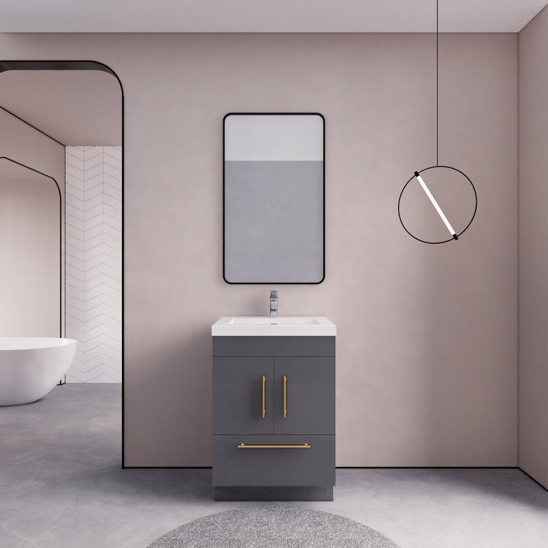 Eliza 24'' Freestanding Vanity with Single Sink - 24'' Width - High Gloss Grey