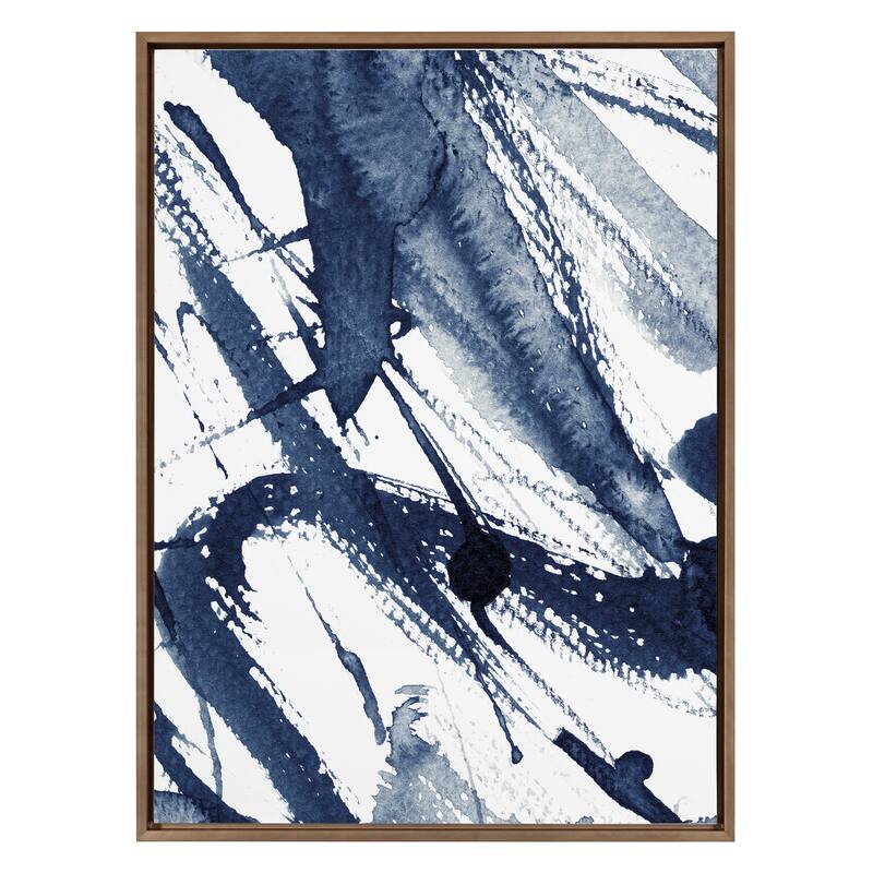 Kate and Laurel Sylvie Indigo Watercolor Framed Canvas by Amy Peterson
