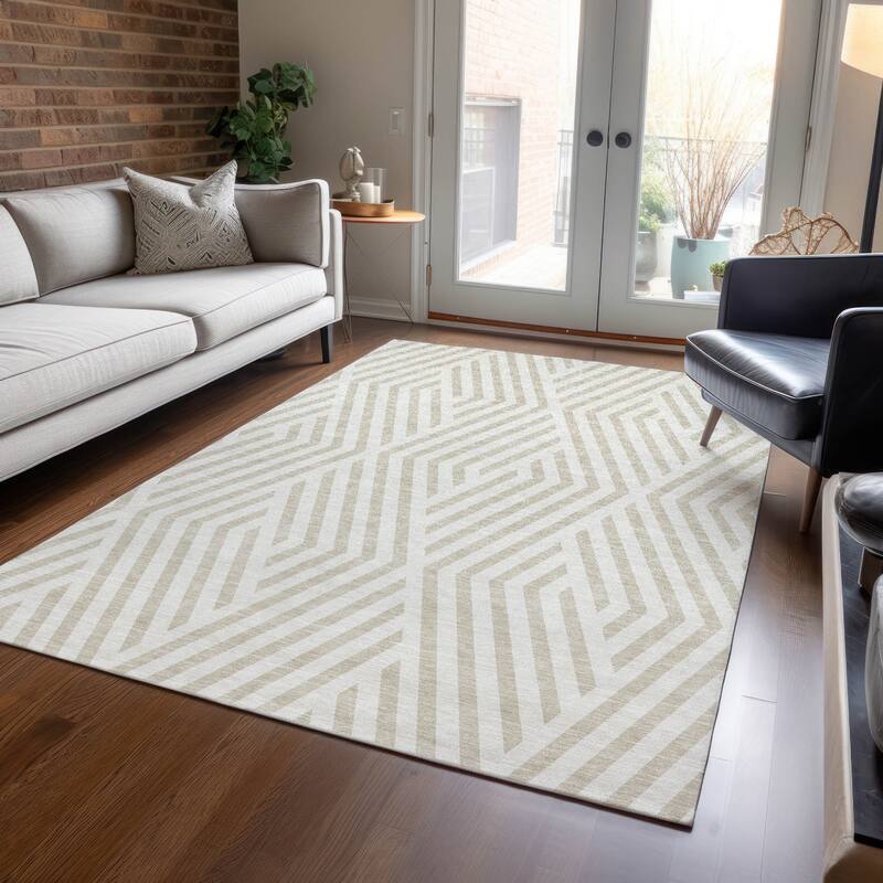 Gaso Stylish Geometric Weather Resistant Timeless Fusion Outdoor Rug
