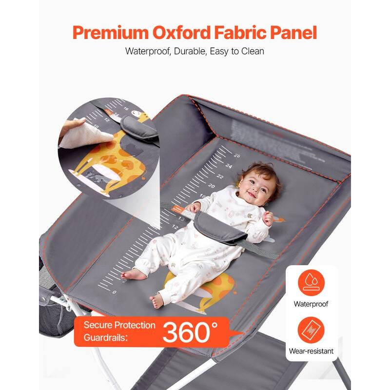 Oxford Fabric Kids Changing Table with Adjustable Height and Storage - 33.39 x 29.33 x (40.55-42.91) in