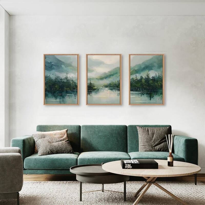 Misty Watercolor Artwork,Abstract Modern Nature Pine Tree