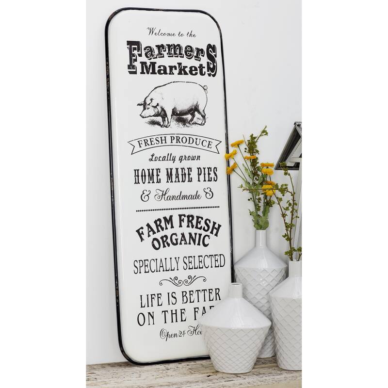 White Metal Sign Home Wall Decor - White - 16"W, 42"H
