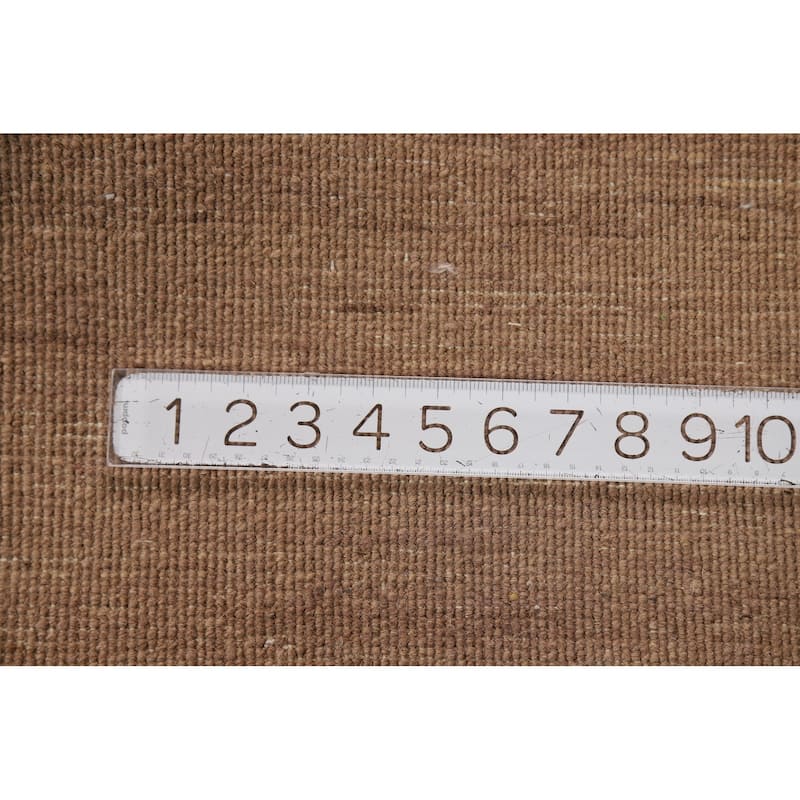 Light Brown Gabbeh Modern Runner Rug Hand-Knotted Wool Carpet - 2'7"x 9'9"