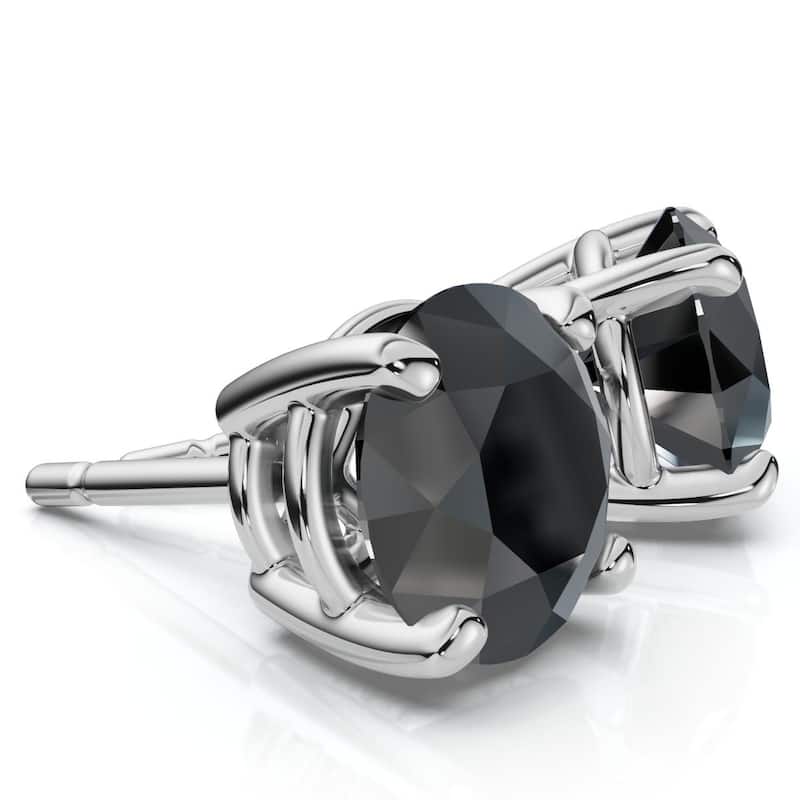 Bliss Diamond 1 1/2 ct White Gold Round Black Diamond Stud Earrings
