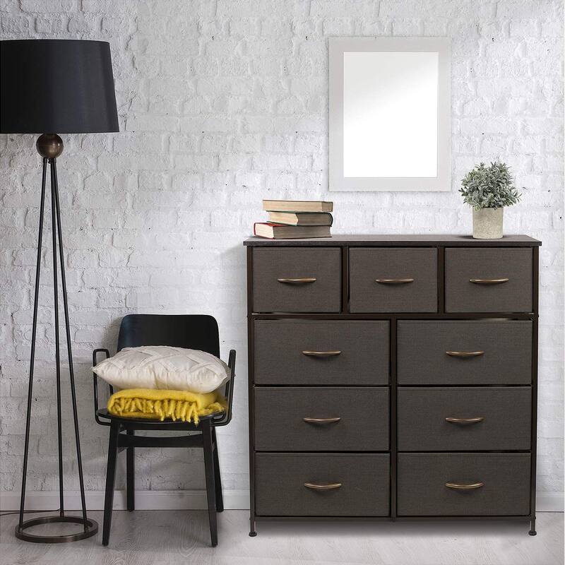 Modern Fabric and Metal 9-cubby Storage Tower