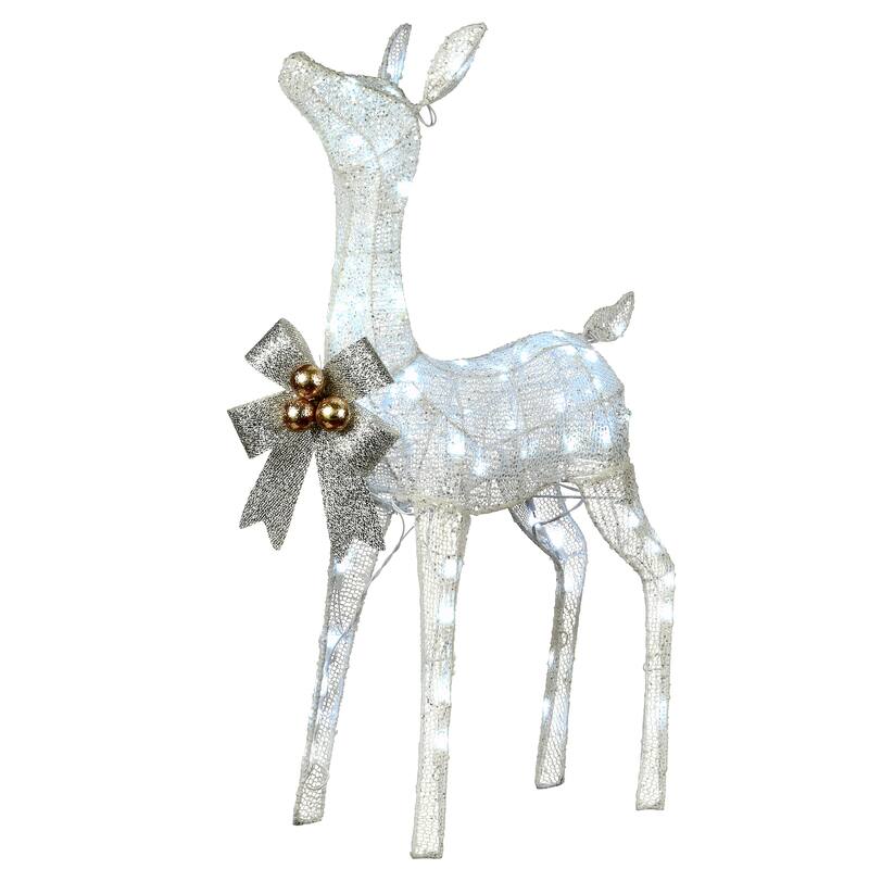 National Tree Company 3 ft. Pre-Lit Glittered Fawn - White - 3 ft