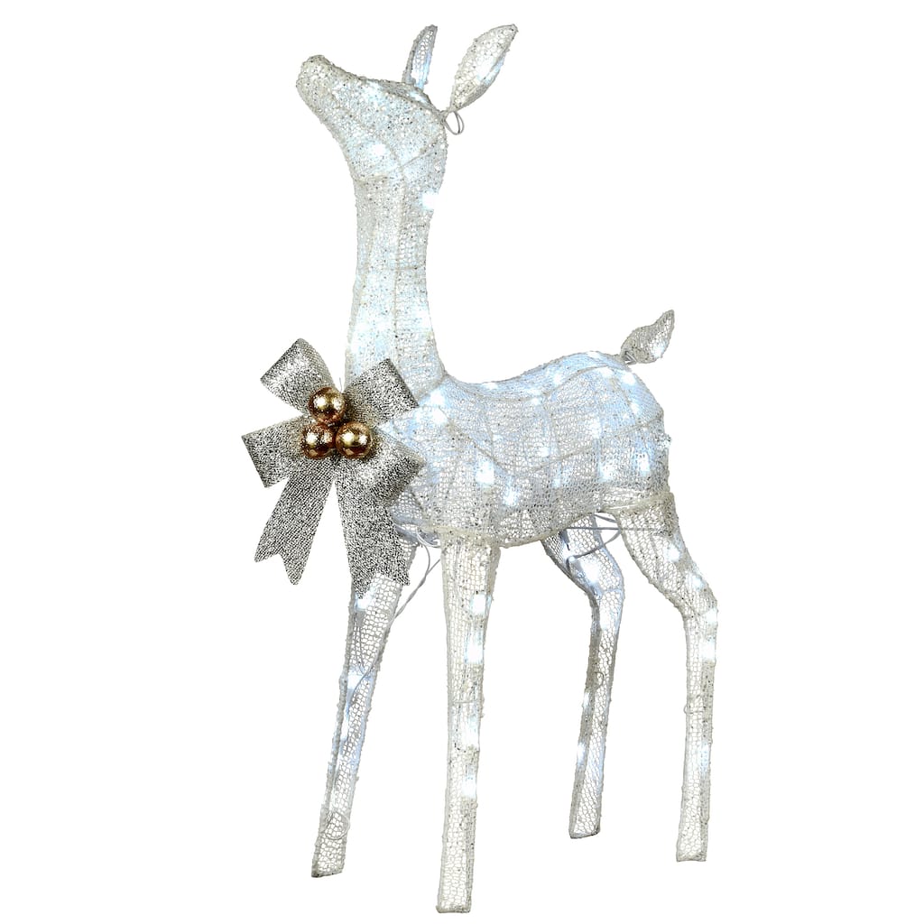 National Tree Company 3 ft. Pre-Lit Glittered Fawn - White - 3 ft