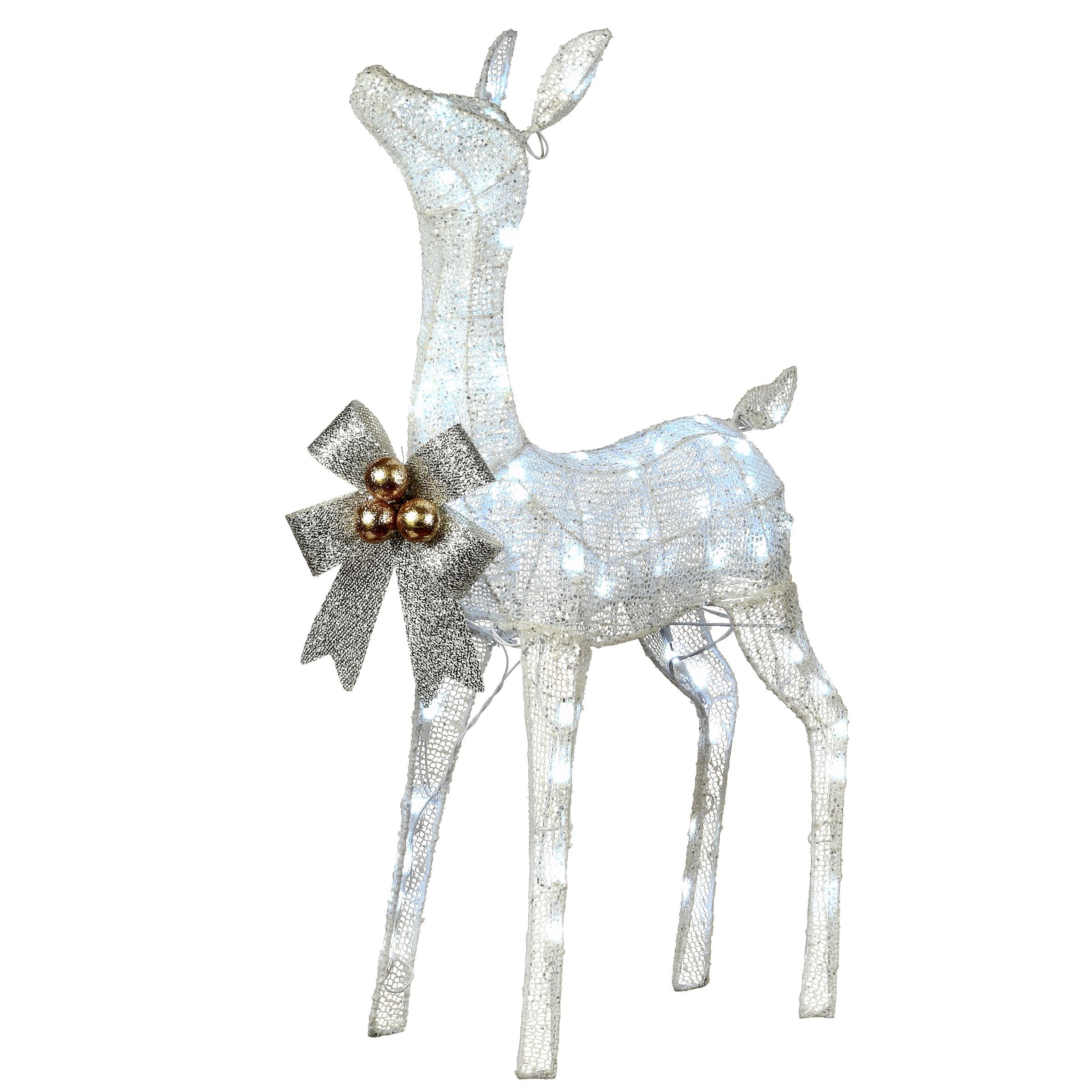 National Tree Company 3 ft. Pre-Lit Glittered Fawn - White - 3 ft
