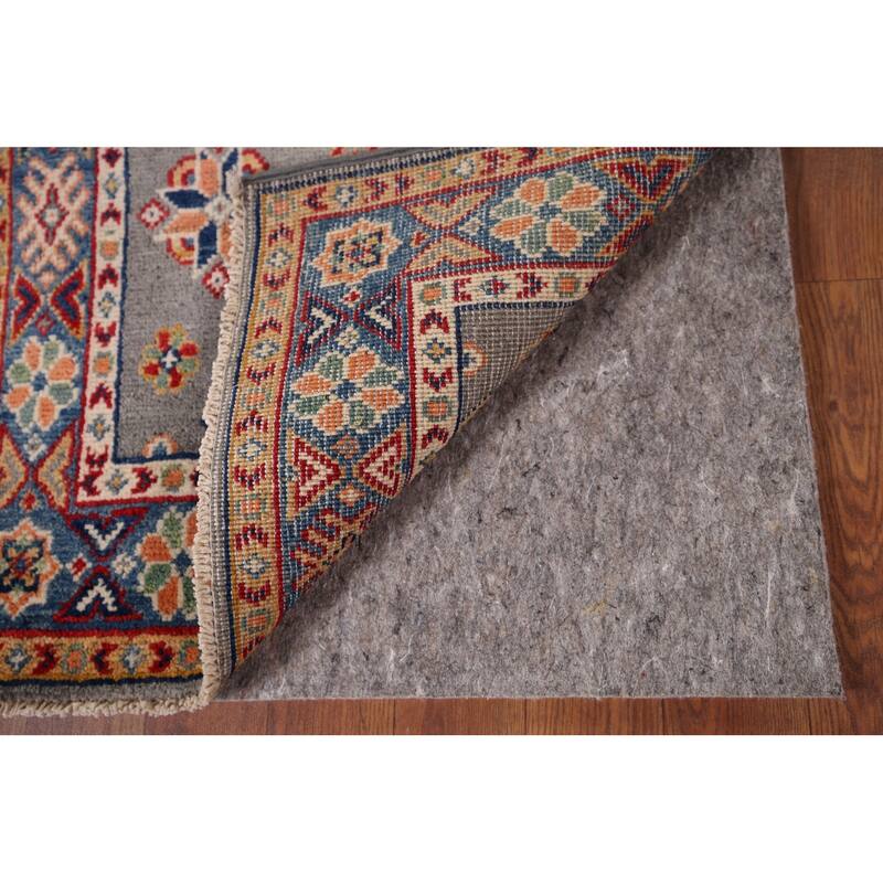 Hand Knotted Oriental 100% Wool Carpet Traditional Geometric Greys & Charcoal Kazak Area Rug - 3' 1'' X 2' 0''