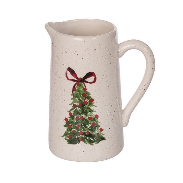 Tree Colorful Pitcher Ceramic Pitcher with Tree Art Multicolor Beverage Server for Christmas ...