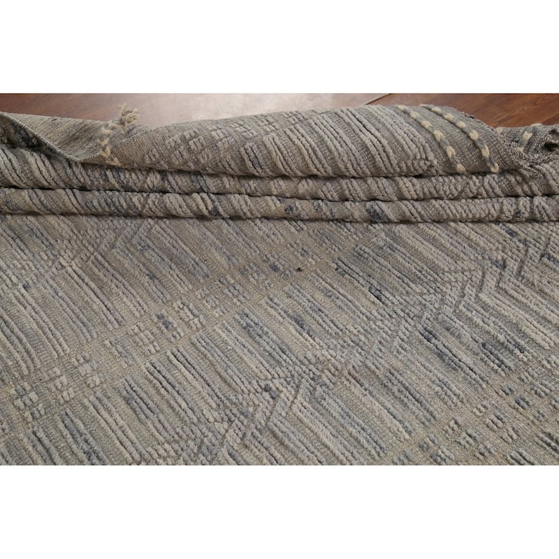 Grey Modern / Moroccan Area Rug Handmade Wool Carpet - 8'8"x 12'5"