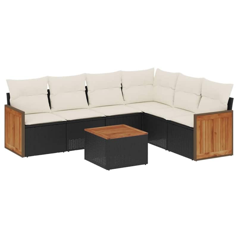 vidaXL Patio Sofa Set with Cushions Outdoor Conversation Furniture Poly Rattan