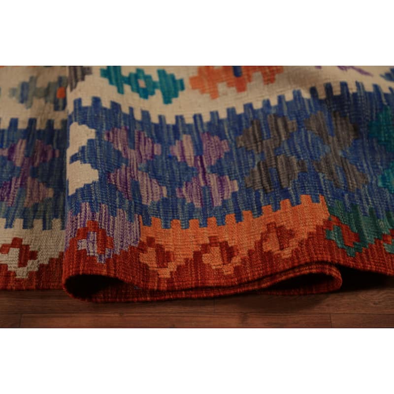 Kilim Oriental Large Rug Hand-Woven Multi-Color Wool Carpet - 10'2"x 16'1"