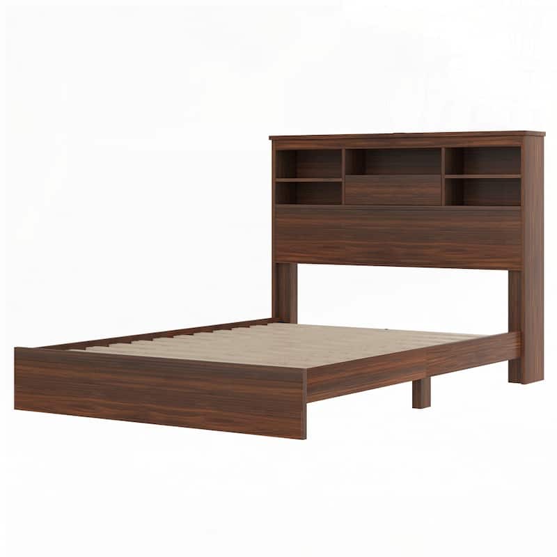Wooden Bed Frame with Storage Headboard and Charging Station Bedroom Sets