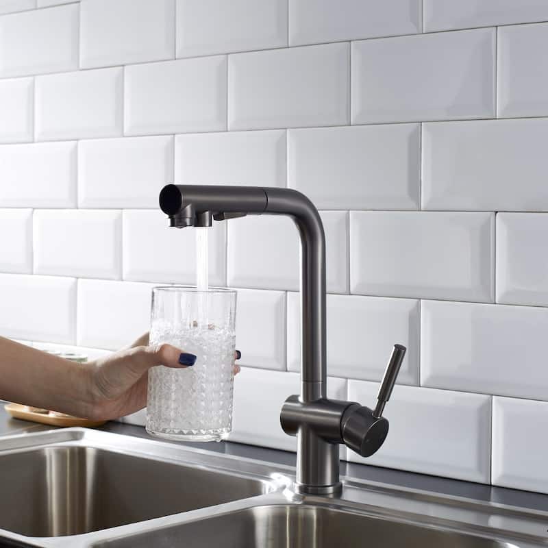 ALPHAUCET Single Handle Pull-Out Sprayer Kitchen Faucet
