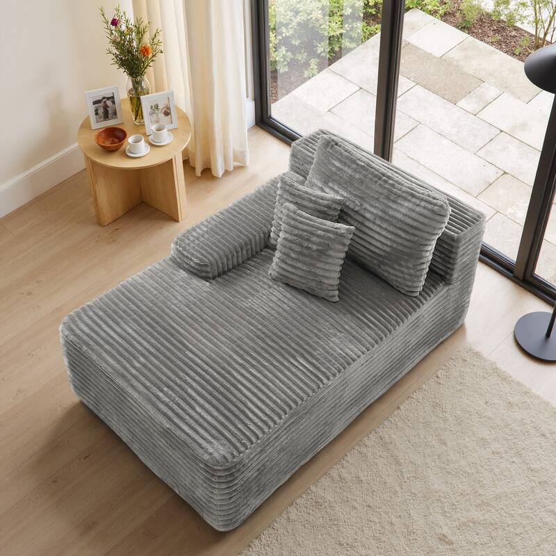 Cathy 41" W No Assembly Required Chaise Lounge - Left Facing - Light Grey