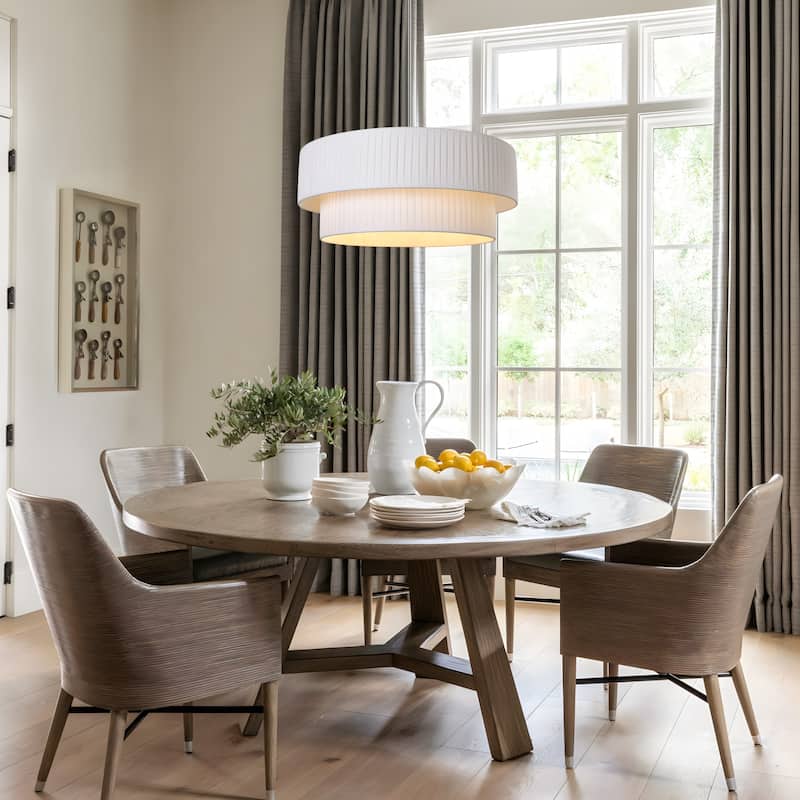 Modern 3-Light Drum Chandelier Fabric Shade Ceiling Hanging Pendant