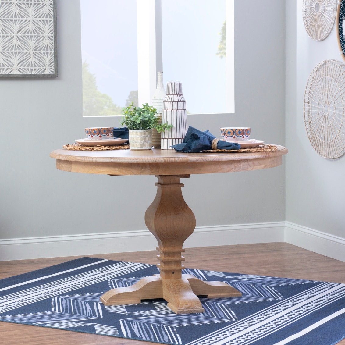 Linon Quinlan Rustic Solid Wood Round Dining Table