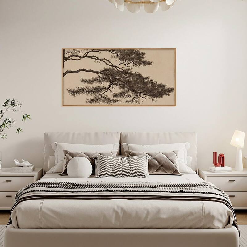 Sketch Botanical Wall Decor,Nature Plant Artwork,Brown Antique
