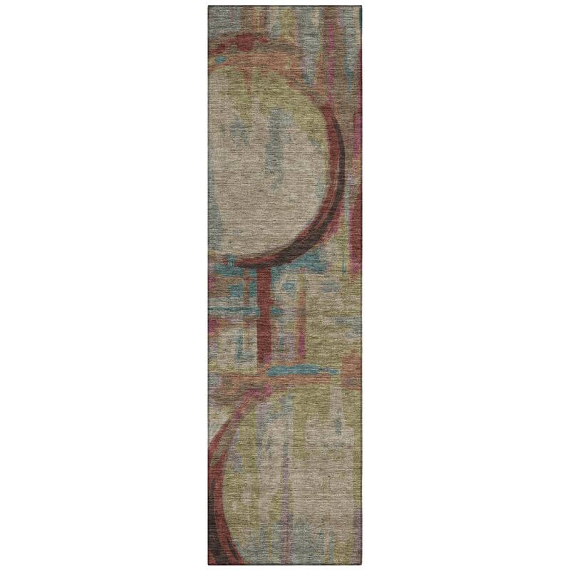 Machine Washable Indoor/ Outdoor Chantille Contemporary Abstract Rug