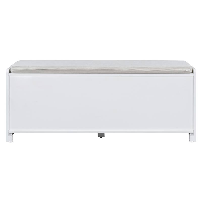 Roomfitters Large Entryway Storage Bench, Boho Rattan Cabinet, Shoe Organizer Seat, Adjustable Shelves