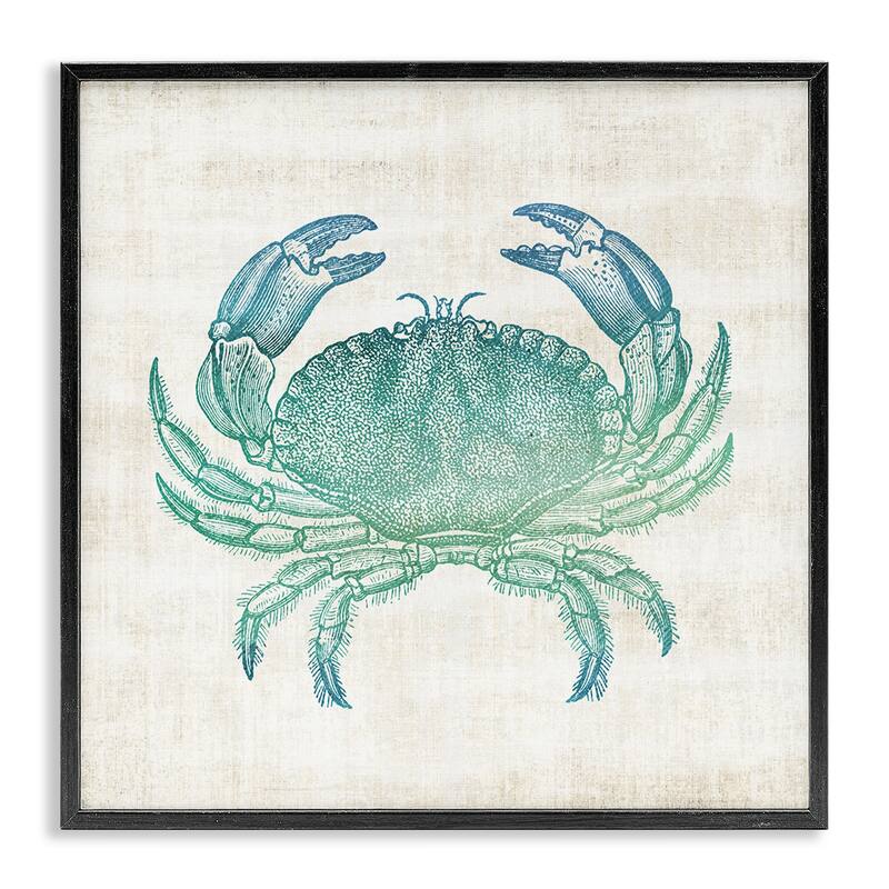 Stupell Ombre Crab Impression Framed Giclee Art Design By Susan Arnot - 17 x 17 - Black