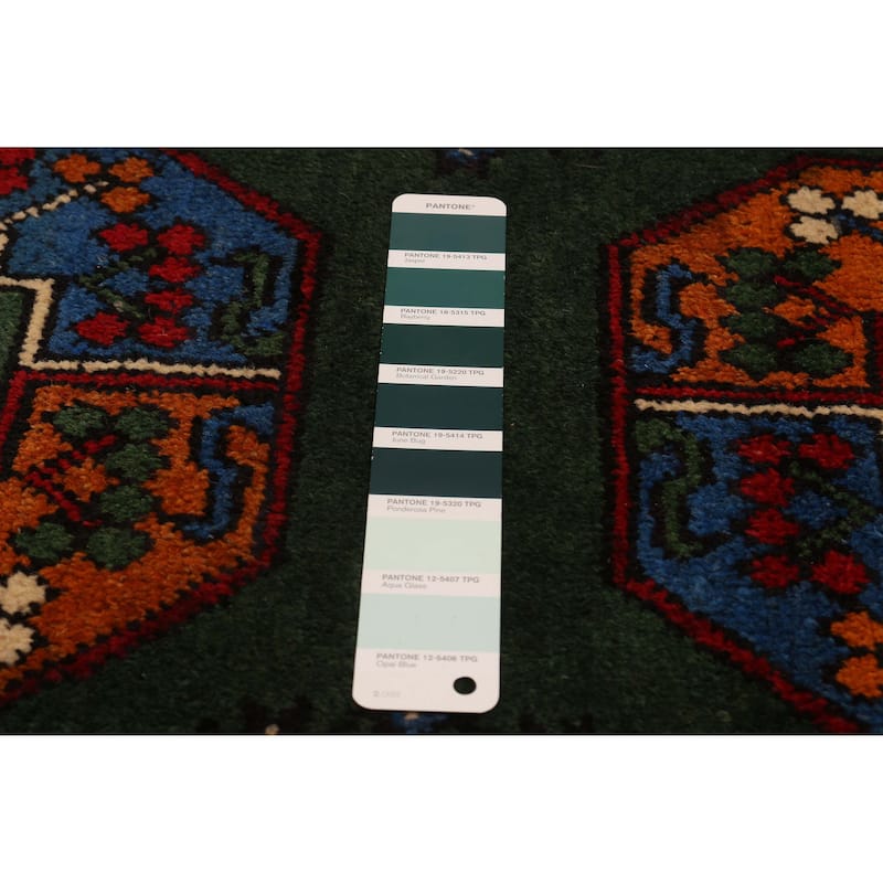 ECARPETGALLERY Hand-knotted Uzbek Kargahi Green Wool Rug - 6'9 x 9'6