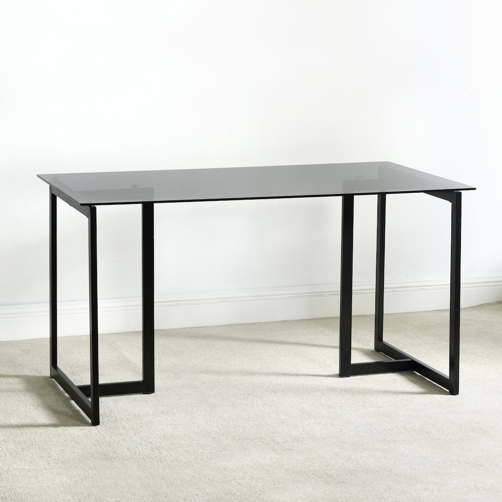 Homylin SLIP 55.1''L Modern Rectangular Space-Saving Dining Table with Metal Frame Blake Leg For Kitchen Office