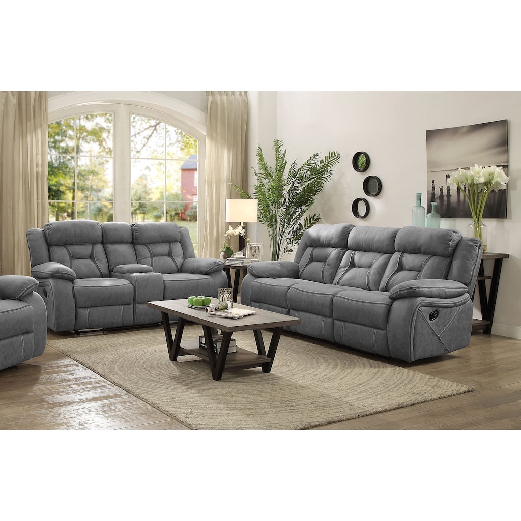 Higgins Upholstered Motion Reclining Sofa Set Grey