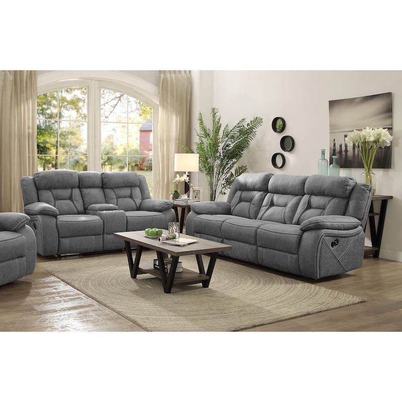 Higgins Upholstered Motion Reclining Sofa Set Grey