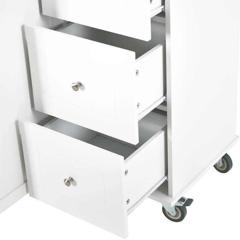 52.7 Inch Width Rolling Mobile Kitchen Island with Locking Wheels