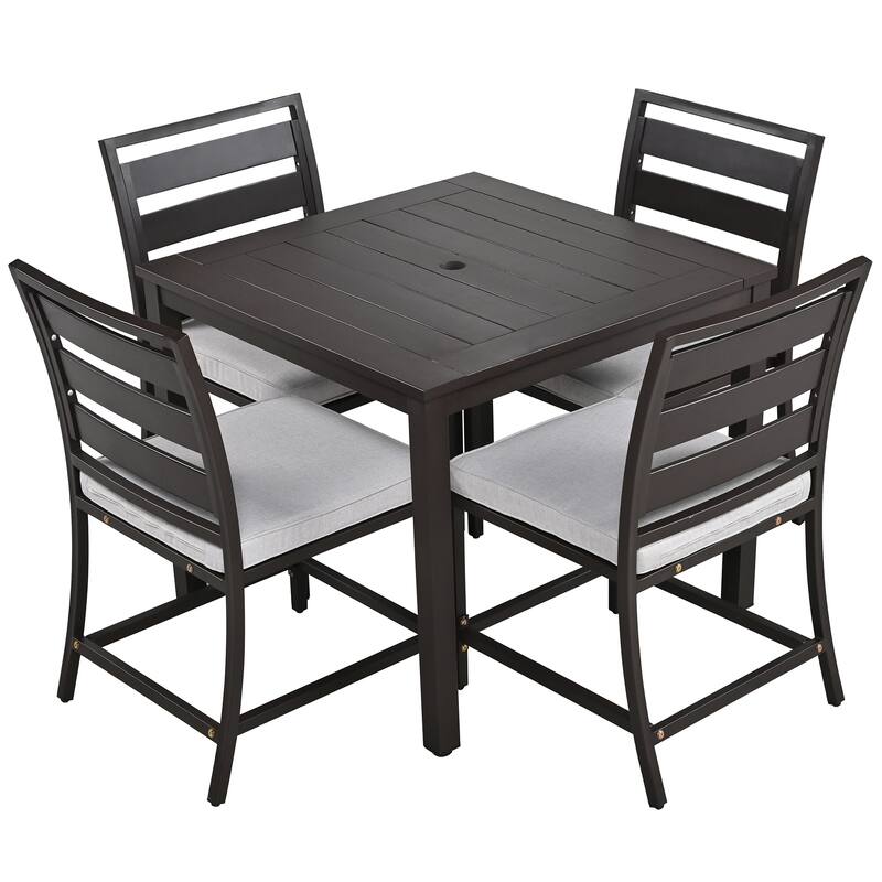 Modern Outdoor FourPerson Dining Table and Accent Chairs are Suitable