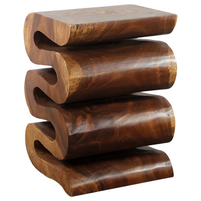 Haussmann® Wood Wave Verve Accent Table 14x14x20 in H Walnut Oil - 14 x 14 x 20