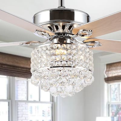 SAFAVIEH Lighting Pennie Coffee 3-Speed Led Ceiling Fan with Remote - 52" W x 52" L x 14.75"-19.75" H - Natural - 52Wx52Dx20H