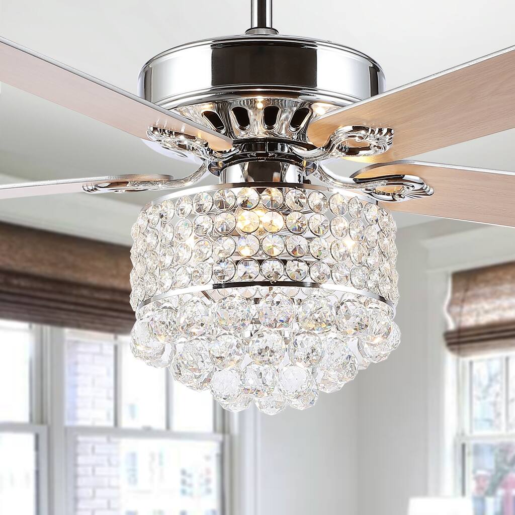 SAFAVIEH Lighting Pennie Coffee 3-Speed Led Ceiling Fan with Remote - 52" W x 52" L x 14.75"-19.75" H - Natural - 52Wx52Dx20H