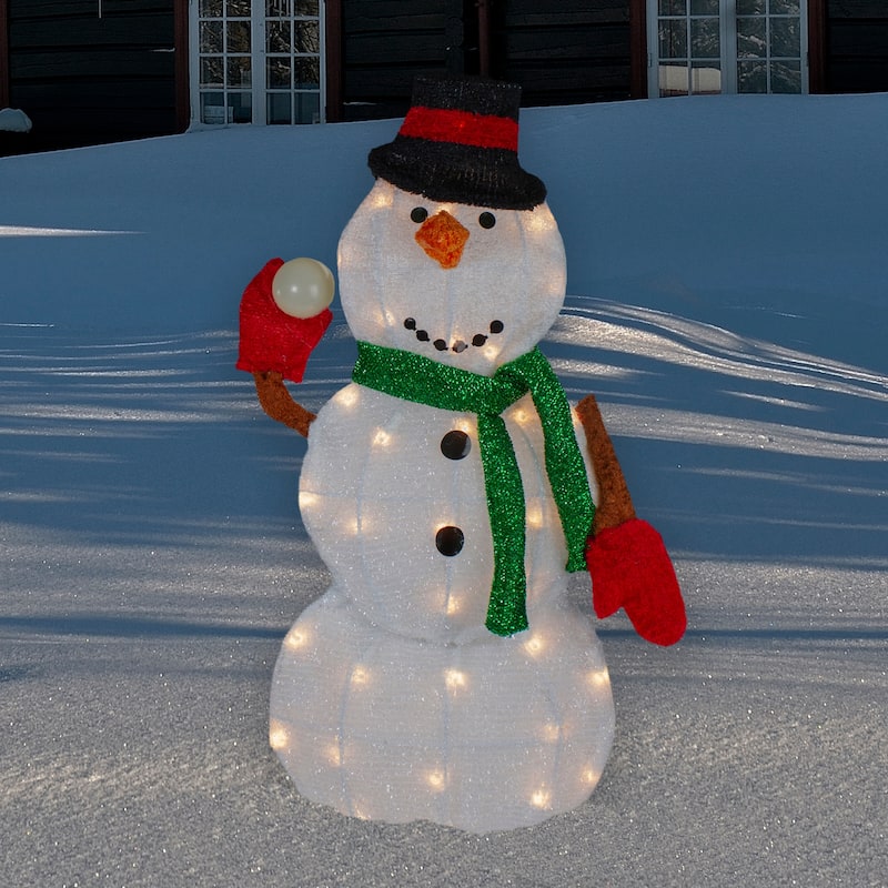 24" Black and White Snowman Christmas Outdoor Decoration
