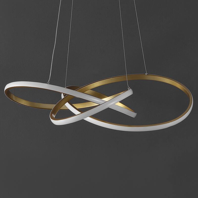 Circulo 25" Abstract Integrated LED Metal Adjustable Pendant, Black by JONATHAN Y