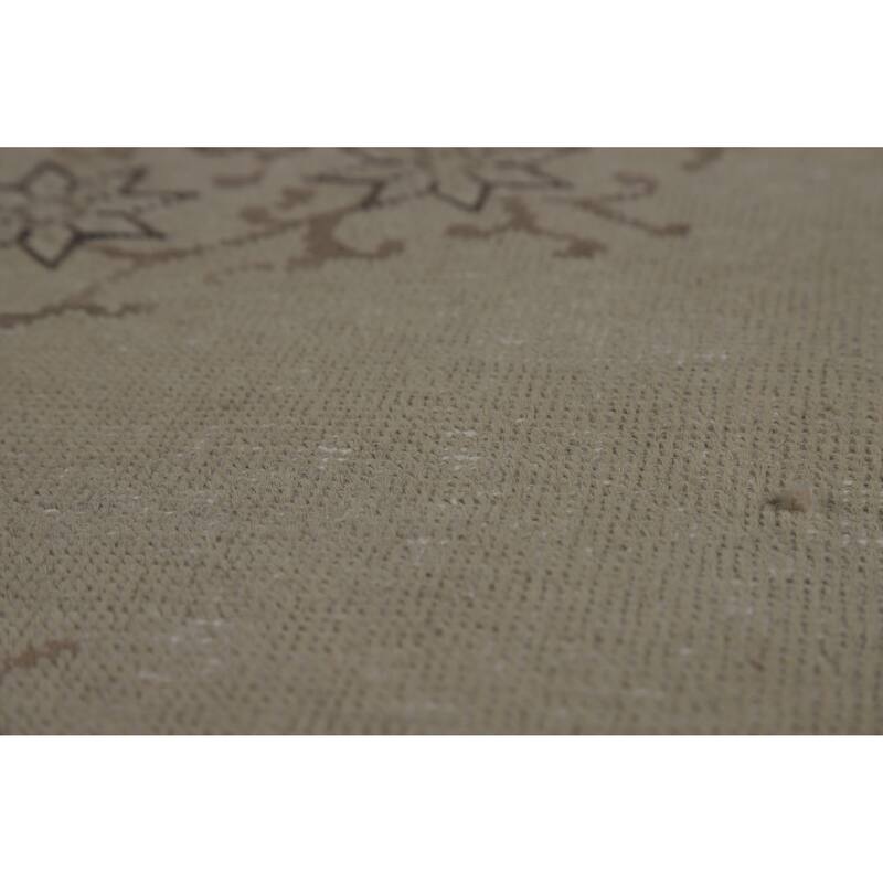 Tabriz Persian Vintage Rug Hand-Knotted Beige Oriental Wool Carpet - 8'2" x 11'2"