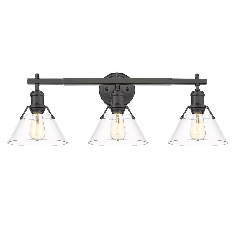 Orwell 3 Light Bath Vanity - Matte Black with Clear Glass